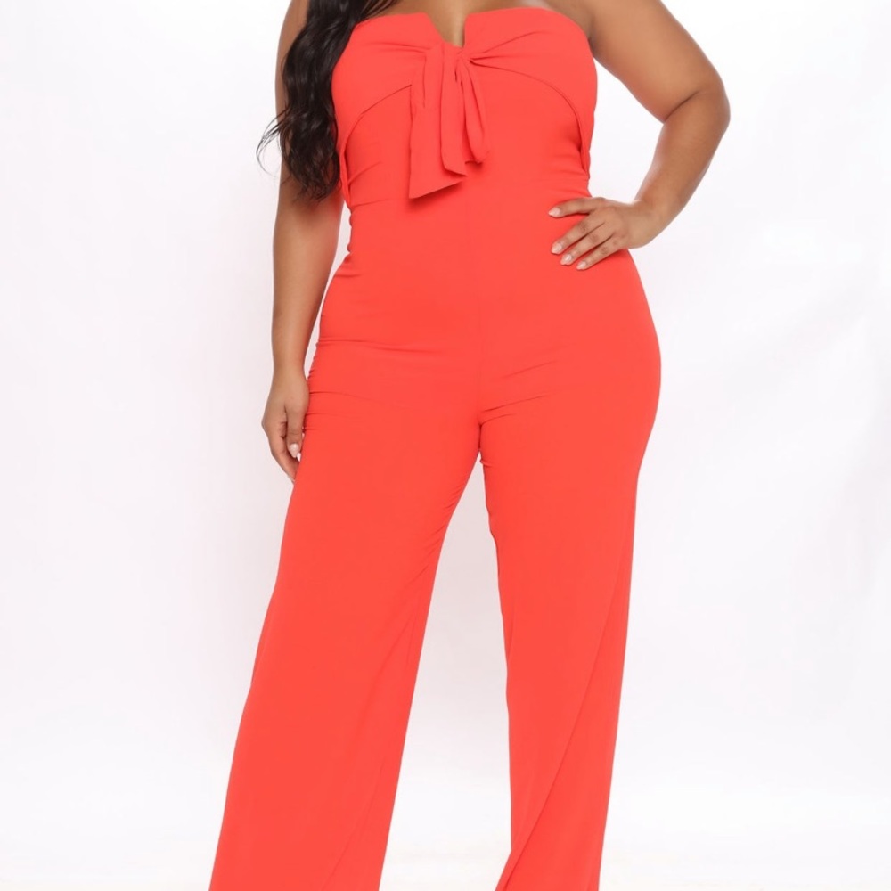 Fashionova Red Hot Strapless Jumpsuit 2XL